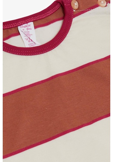 Breeze Kız Bebek Uzun Kollu Tişört Çizgili Patlı 9 Ay-3 Yaş, Karışık Renk Çok Renkli