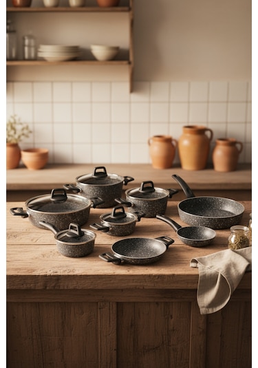 Bernardo Anita 13 Parça Tencere Seti Gri Gri