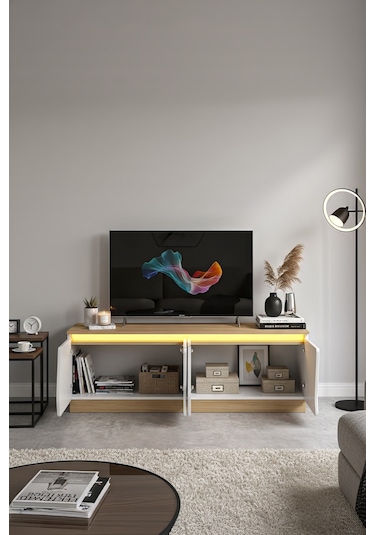 Bohem 150 Cm Tv Ünitesi Ledli Mdf Kapak Beyaz
