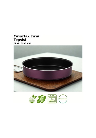 32 Cm Granit Yuvarlak Fırın Tepsisi - Mürdüm Mürdüm