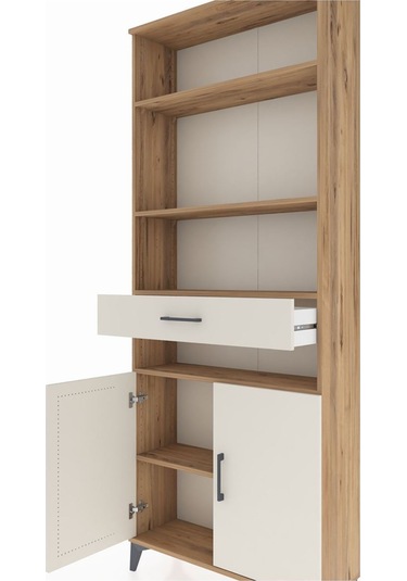 Arges Dolap 5 Raflı Tek Çekmeceli 2 Kapaklı 88x30x221 Çam-aytaşı Atlas Çam