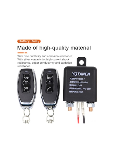Geeroyoo 12v Araç Aküsü İçin Kablosuz Uzaktan Kumandalı Akü Devre Kesici Ve Güç Kesme Anahtarı, 2 Kumanda İle