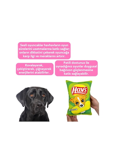 Havhav Yeşil Hav's Peluş Cips Hışırtı Sesli Köpek Oyuncağı