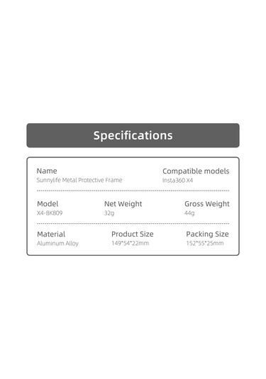 Dofolink Sunnylife X4-bk809 Insta360 X4 İçin Alüminyum Kamera Korumalı Kafes, Çift Soğuk Ayaklı, Genişletilebilir Çerçeve, 32g Hafif, Anti-düşük