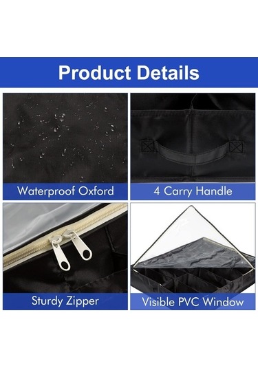 Unimarket Yatağın Altında Ayakkabı Depolama Düzenleyici Yatak Altı Ayakkabı Dolabı Depolama Çözümü 2 Metal Fermuar Ve Erkek Ve Kadın Ayakkabıları Için Şeffaf Kapaklı 3 Kulp 12 Çift Ayakkabıy R7m24x