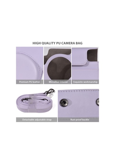 Maiyame Fujifilm Mini 12 İçin Yeşil Pu Kamera Kılıfı - Manyetik Kilitli Ve Ayarlanabilir Askılı Kemerli Koruyucu Çanta