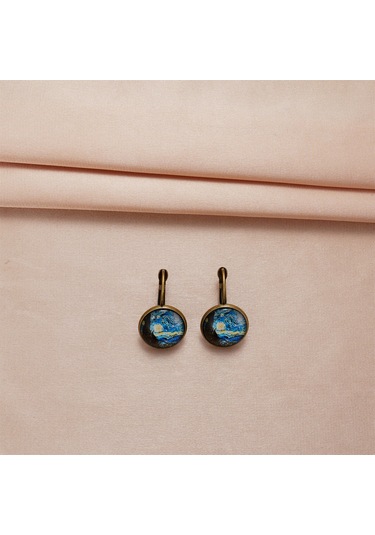 Skycity Van Gogh "yıldızlı Gece" Temalı Sanatsal Küpeler - Zarif Ve Romantik Aksesuar Diğer Çok Renkli