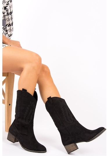 Fox Shoes Siyah Süet Kadın Bot E267730002
