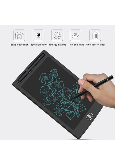 Mufunye Düz Kenarlı 12 İnç Elektronik Beyaz Tahta, Renkli Vurgulamalı El Yazısı Beyaz Beyaz