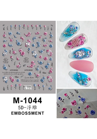 Nail Art Etiketler Çıkartmaları 5d Kabartmalı Kendinden Yapışkanlı Karikatür Çiçek Kelebek Yıldız Tırnak Çıkartmaları Açık Yeşil