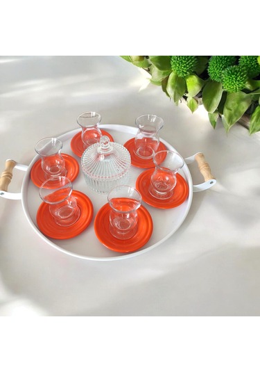 Çay Tabağı-bardak Altlığı-metal Turuncu Çay Tabağı-paslanmaz K Turuncu