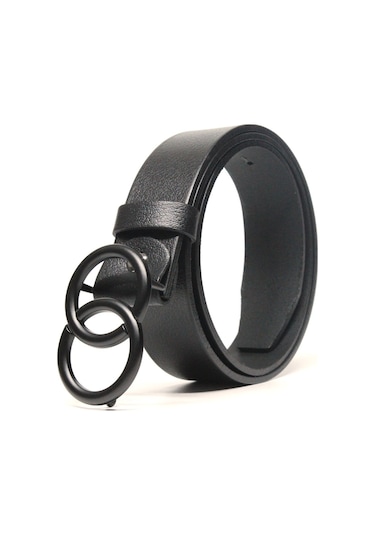 %100 Deri Çift Halka Tokalı Bayan Kemeri 4Cm (413278402) Siyah