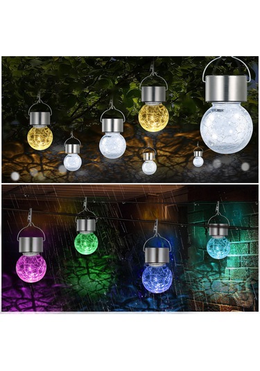 Tenfowee Güneş Enerjili Fıtık Topu Avize, Ip44 Su Geçirmez, 300mah Şarjlı Pil, 0.1w Led, Beyaz Işık, Tekli Paket Beyaz