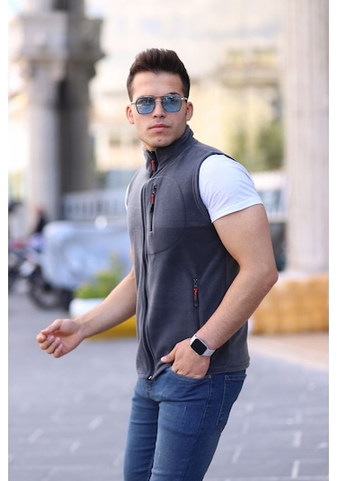 Kozik Kolsuz 3 Çepli Erkek Günlük Polar Yelek - Antrasit