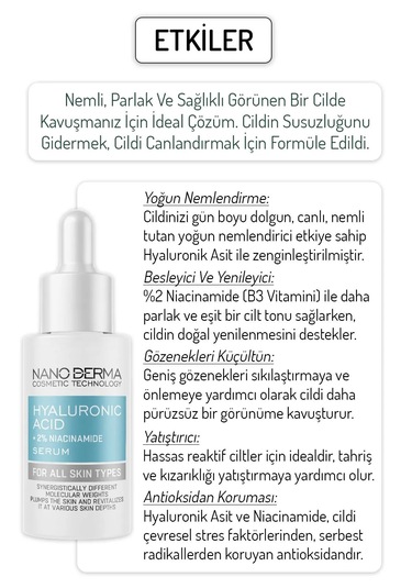 Nanoderma Hyaluronik Asit Niacinamide Serumu Yoğun Nemlendirici B