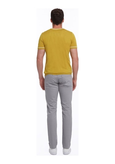 Hatemoğlu Hardal Slim Fit Basic Bisiklet Yaka Triko Tişört-Hardal