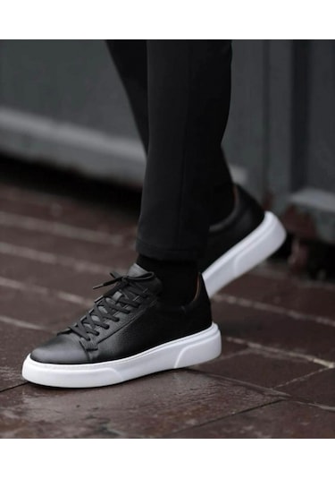Taşpınar %100 Hakiki Deri Ortopedik Yazlık Hafif Erkek Rahat Günlük Sneaker 38-47 Siyah