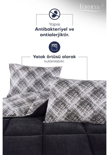 Formeya Siyah Tek Kişilik Wellsoft Yorgan Yastık Kılıflı