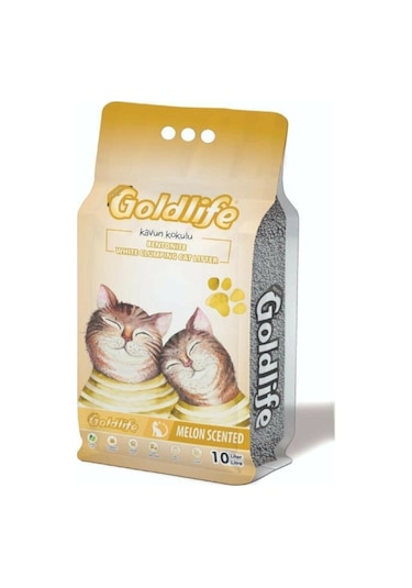 Goldlife Kavun Kokulu İnce Taneli Topaklaşan Bentonit Kedi Kumu 10 L