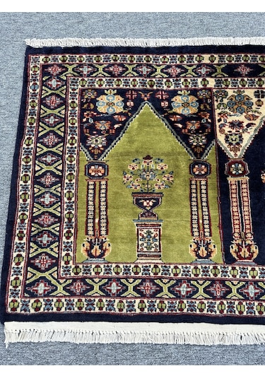 El Dokuma Afgan Halısı Saf Seccade Namazlık 86x152 %100 Yün Halı