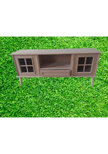 Tv Sehpası Windovs Nakış Model Kayın Torna Torna Retro Ayak Ham Renk 150 Cm El Yapım