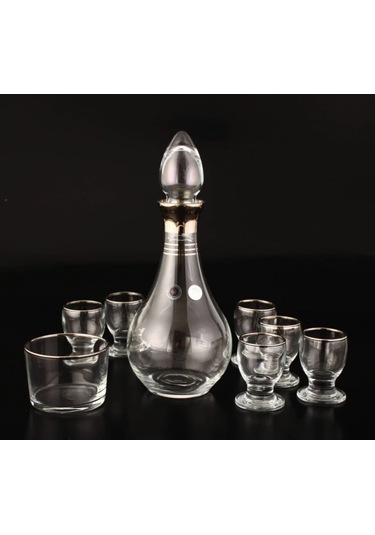 752-309 Zemzem Takımı Ağız Cidar Platin Dekor 8 Parça 6 Kişilik Gümüş