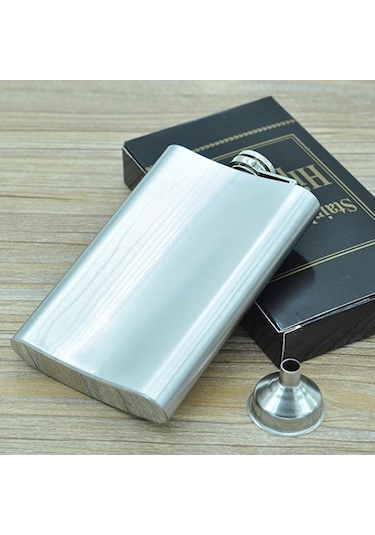 Ganzhoushop Vahşi Tipi Taşınabilir Spor Seyahat Paslanmaz Çelik Matara Hava Geçirmez Kapaklı Ev El Cep 225ml Xe Gümüş