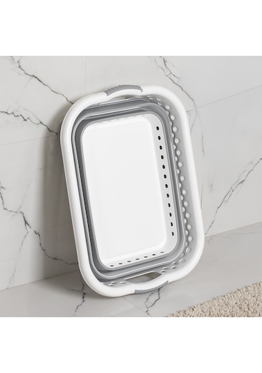 Porsima 565 Katlanabilir Çamaşır Sepeti Akordiyon Katlanır Sepet Mega Boy Katlanır Çamaşır Sepeti 41lt Beyaz