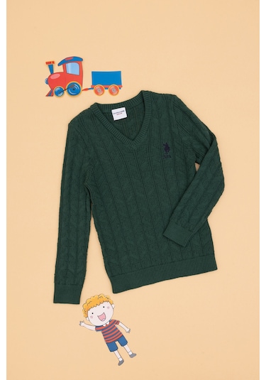 U.s. Polo Assn. Erkek Çocuk Koyu Yeşil Kazak /triko 50315639-vr079 Koyu Yesıl