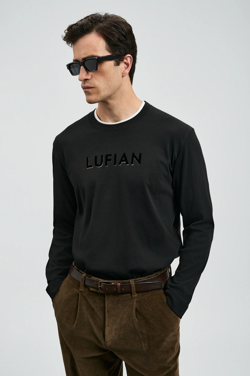 Lufian Sara Erkek Uzun Kol T- Shırt Siyah Siyah 112020057100100 Siyah