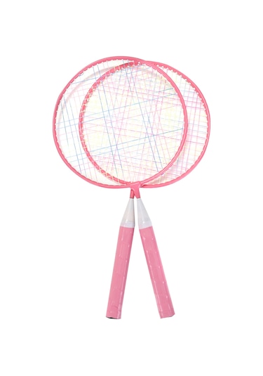 Geeksen 3-12 Yaş Çocuklar İçin Antipatlama Deri Saplı Badminton Raketi Seti Pembe, 4 Top + 1 Sünger Top + Çanta