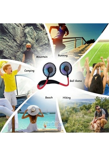 Çift Soğutmalı Taşınabilir Usb Şarjlı Boyun Fanı 7643 Siyah