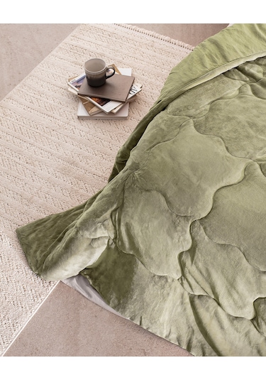 Madame Coco Kaira Çift Kişilik Comforter Set - Haki Çok Renkli