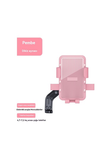 Elektrikli Bisiklet Telefon Tutacağı, Motosiklet Navigasyon Tutacağı, Araç İçi Telefon Tutacağı Pembe