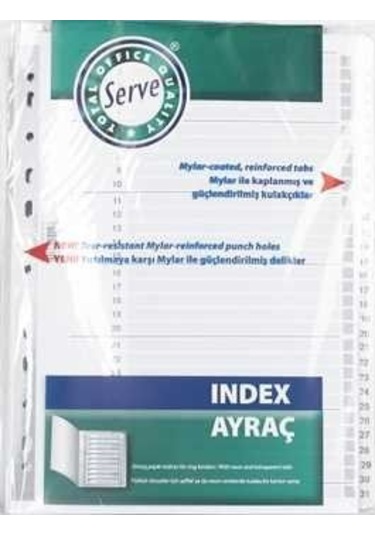 Serve Seperatör 1-31 Rakamlı Kağıt A4 Sv5327