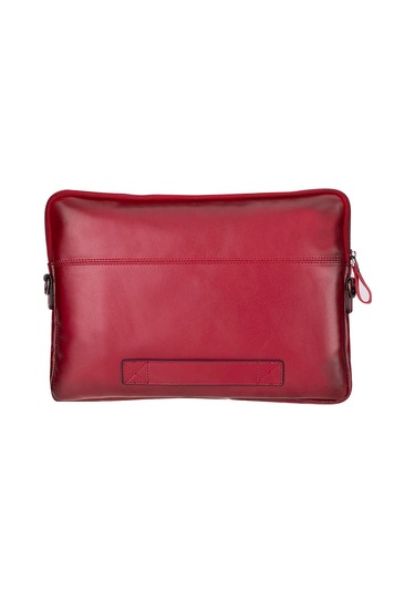 Bloomsleeve Leeds 14" Crimson Red Hakiki Deri Laptop & Tablet Kılıfı Kırmızı