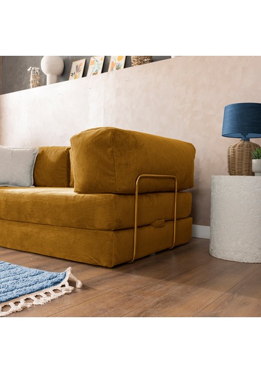 Argimo Godila Çok Amaçlı Sofa Çift Kişilik Yatak Koltuk Hardal