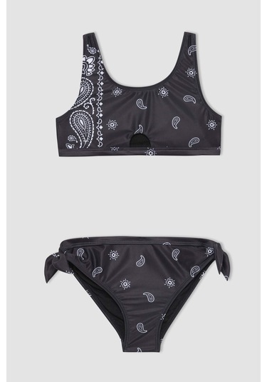 Defacto Kız Çocuk Desenli Bikini Takımı C0368A824SMBK27 Siyah