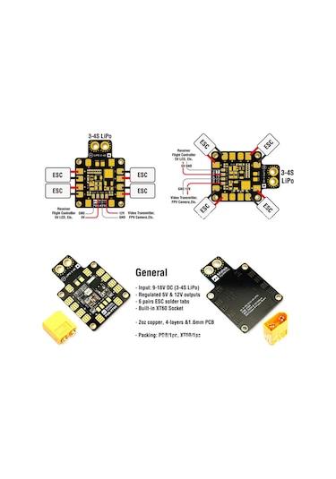 Matek Pdb Xt60 W Bec 5V & 12V Esc Güç Dağıtım