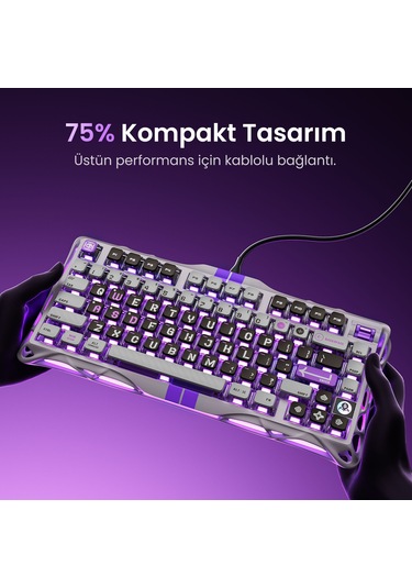 Gravastar Mercury V75 Hall Effect, Rapid Trigger 8.000 Hz Kablolu Manyetik Klavye + Xpro 32.000 Dpı Optik