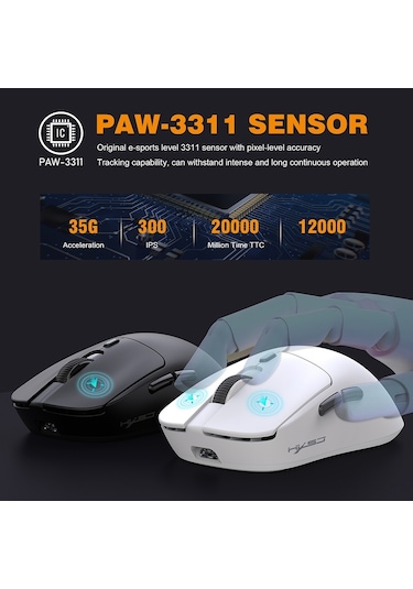 Reedark "hxsj T68 Kablosuz Oyun Faresi: 12000dpı, 3 Modlu, Uzun Pil Ömrü, 7 Programlanabilir Tuş" 001