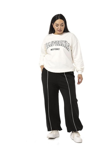 Büyük Beden İki İplik Siyah Eşofman Takımı-siyah Siyah