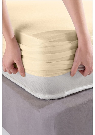 Colorful Micro Fitted Full Kenar Sıvı Geçirmez Yatak Koruyucu Alez Bej