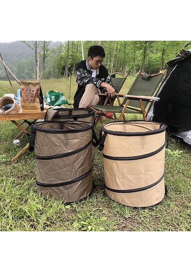 Teltree Taşınabilir Çadır Çöp Kutusu - Çapraz Kesme, S Kelebeği İle, Bahçe Yaprakları İçin, Kahve-mavi Rengi, D34 Küçük Boyut