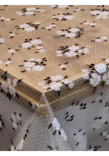 Şeffaf 0.018 Mm Pvc Muşamba - Desenli Silinebilir Şeffaf Masa Örtüsü Ns30 Beyaz