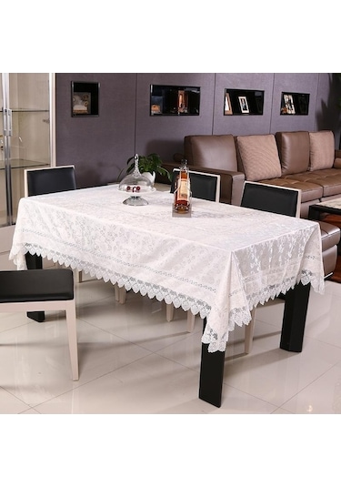 Masa Örtüsü Arı Kovanı Kafesler Nakış Içi Boş Hem Avrupa Tarzı Kapak Yıkanabilir Masa Örtüsü Çay Masası Için - 110 X 110 Diğer