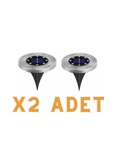 2 Adet 8 Led’Li Gömme Solar Güneş Enerjili Zemin Bahçe Aydınlatma