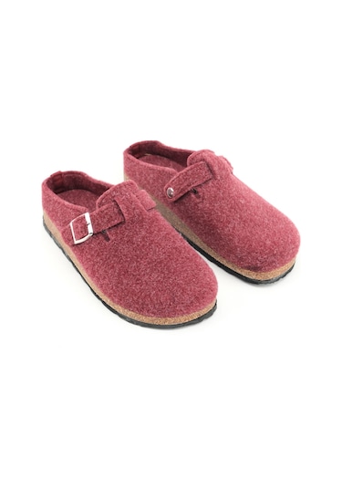 Gezer Kışlık Mantar Taban Tokalı Ayarlanabilir Kadın Ev Terliği Bordo