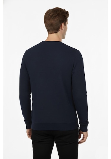 Raymons Erkek Sıfır Yaka Petek Doku Regular Fit Sweatshirt Bgl-st04950 Lacivert