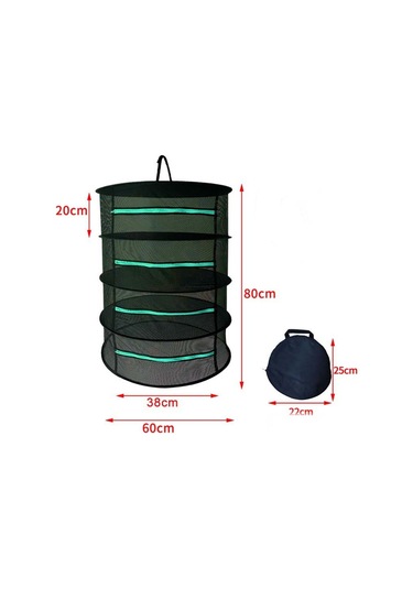 Sones Asılı Bitkisel Kurutma Ağı Katlanabilir Kurutma Rafı Kapalı Fermuarlı Bitki Kurutma Ağı, Özellikler: 60cm Çap 4 Katman